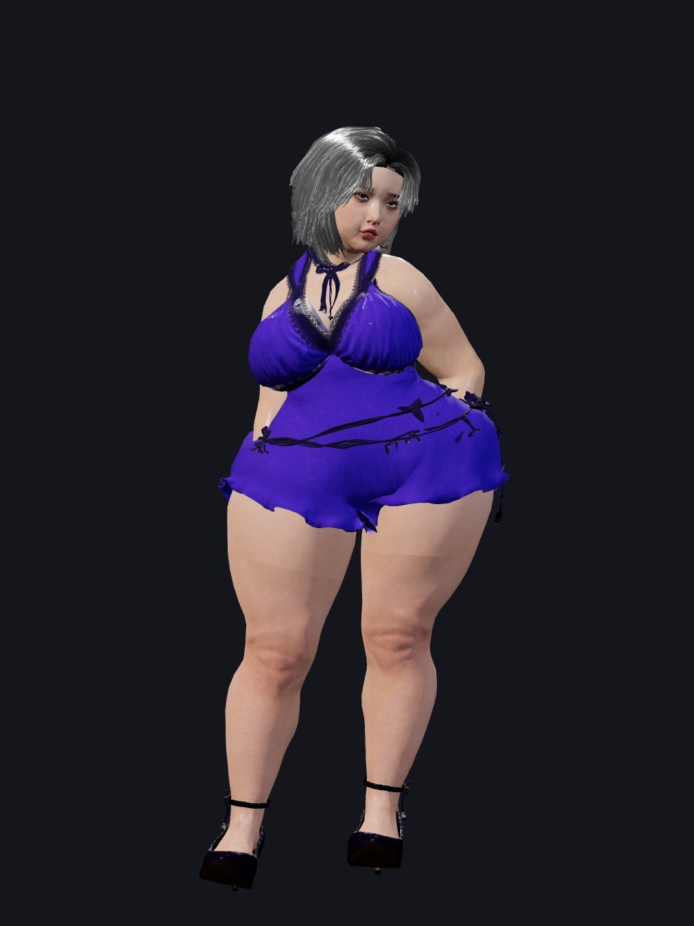 Nova standing in a blue dress, a studio photo she sent in chat.